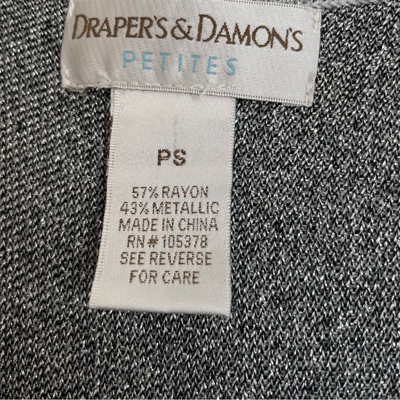 Draper’s & Damon’s black and silver metallic short sleeve sweater. women’s. - Picture 6 of 7